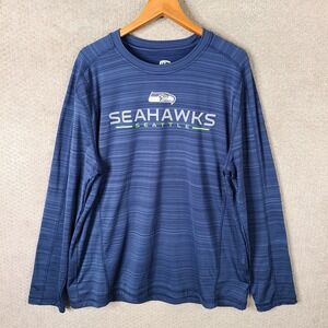Seatle Seahawks Shirt Mens XL Blue Hands High Long‎ Sleeve NFL Football Stretch